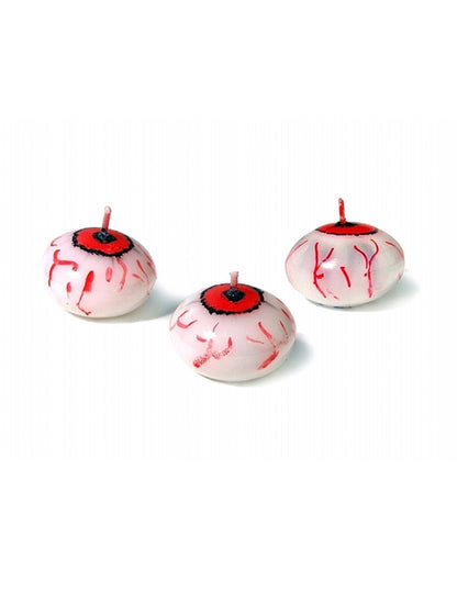 Bougie flottante oeil ensanglanté pour Halloween blanche et rouge