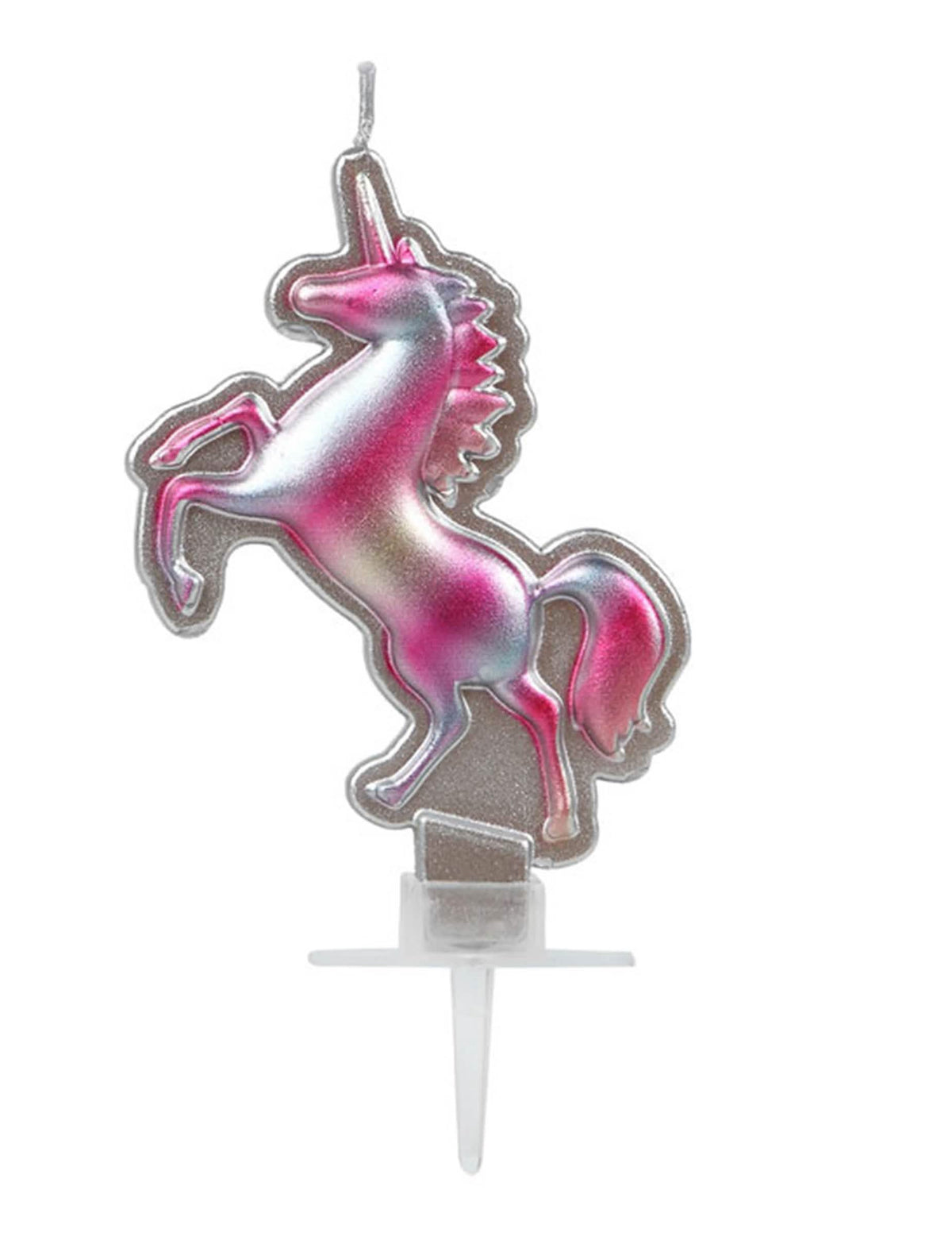 Kerze Einhorn für Geburtstag Rosa, Pink und Farbe Silber