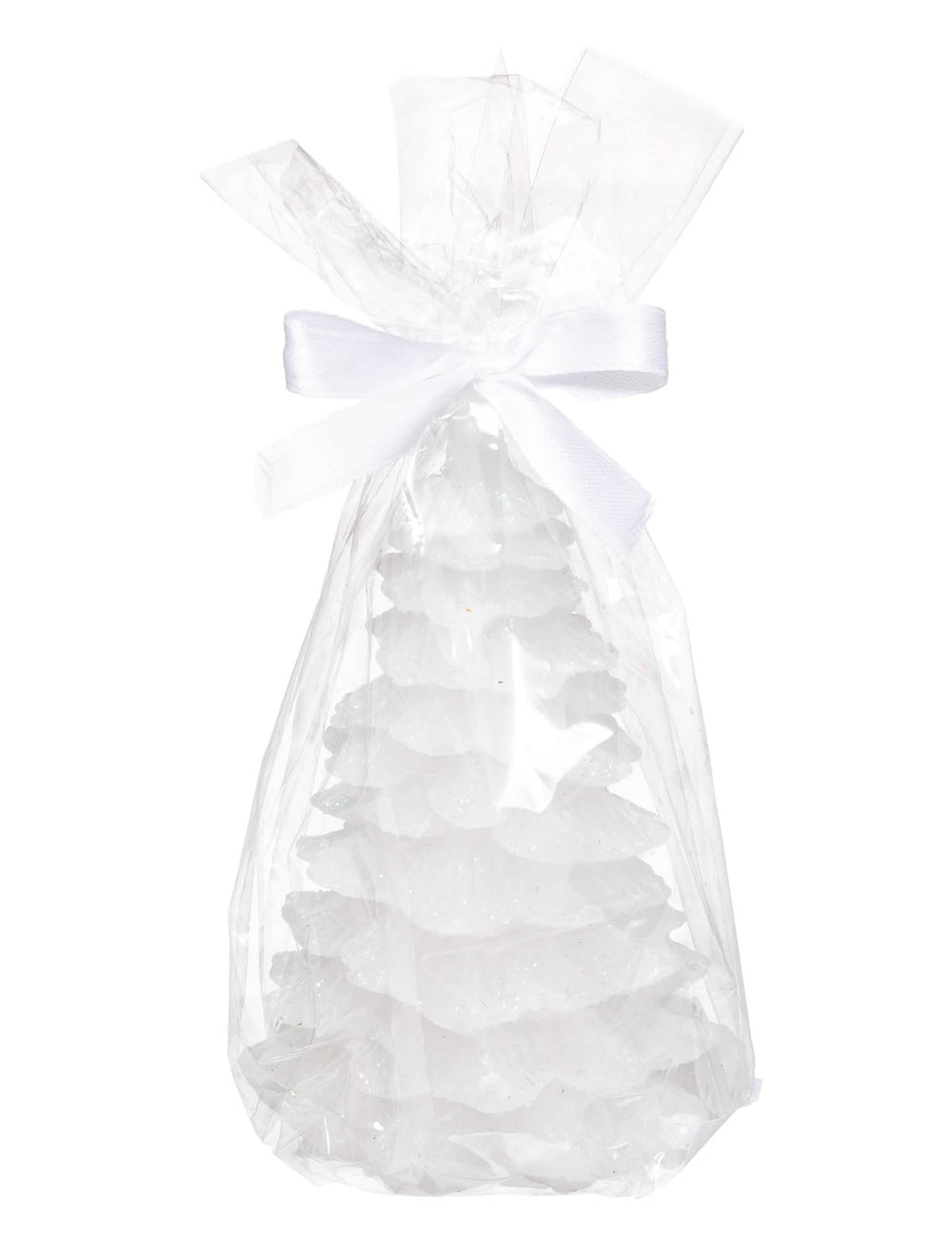 Détail de l'emballage cadeau de la bougie lumineuse sapin pour décoration de Noël
