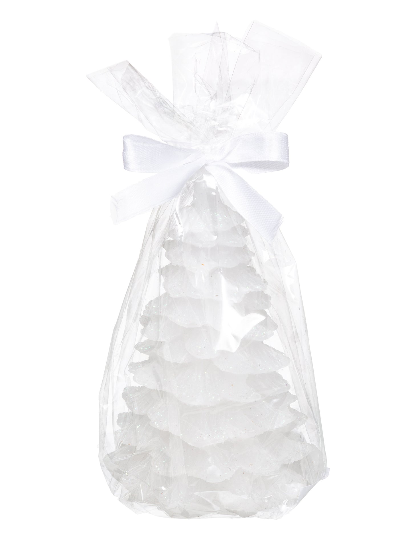 Détail de l'emballage cadeau de la bougie lumineuse sapin pour décoration de Noël