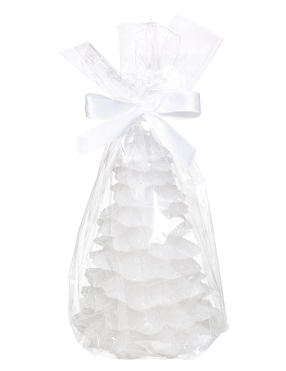 Détail de l'emballage cadeau de la bougie lumineuse sapin pour décoration de Noël