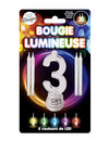 Bougie lumineuse LED chiffre 3 pour anniversaire multicolore
