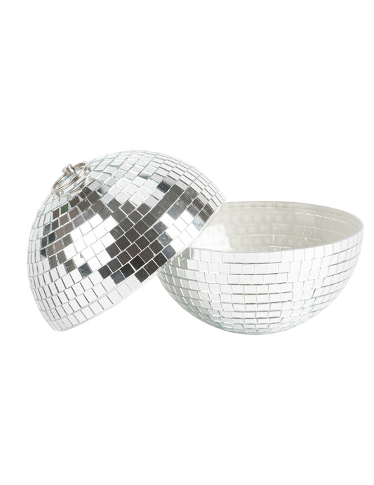 Discokugel zum Aufhängen, Spiegelglas, Silber, 16cm, steckbar, Disco-Deko
