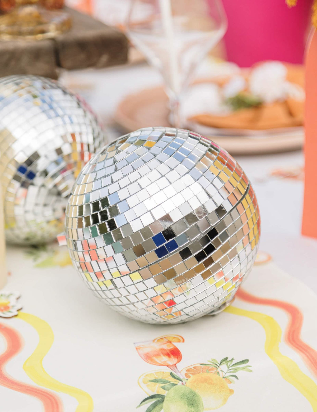 Discokugel zum Aufhängen, Spiegelglas, Silber, 16cm, steckbar, Disco-Deko