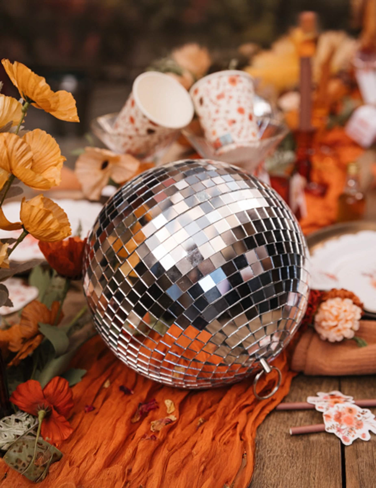 Discokugel zum Aufhängen, Spiegelglas, Silber, 16cm, steckbar, Disco-Deko