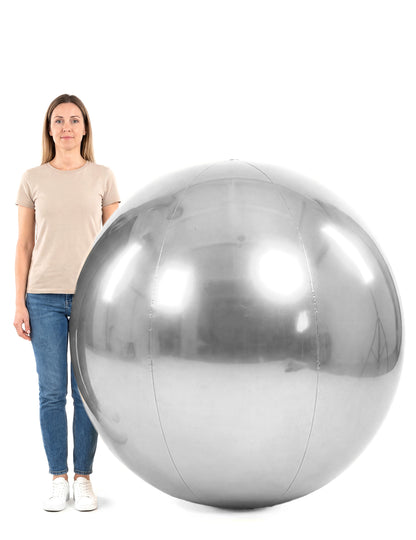 Nafukovacia strieborná zrkadlová guľa 120 cm