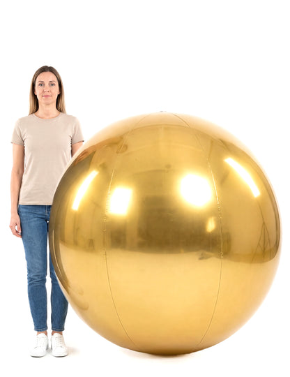 Aufblasbare Spiegelkugel gold 120 cm