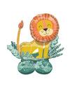 Ballon aluminium géant Airloonz Lion Get Wild pour décoration jungle jaune et orange