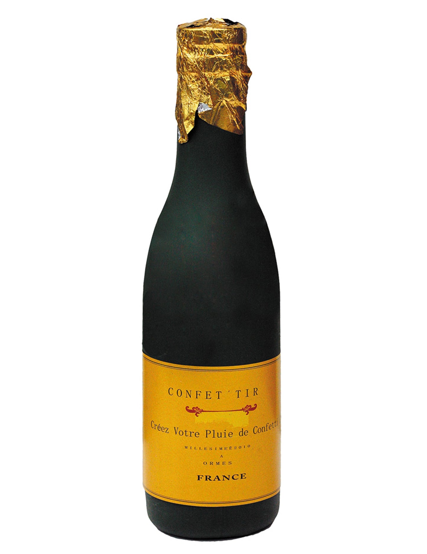 Bouteille de champagne à confettis pour fête noir et doré