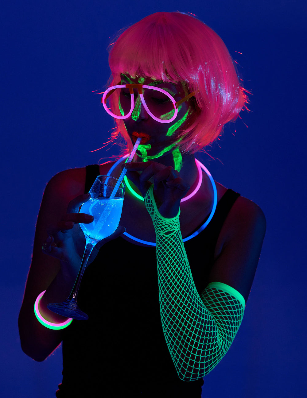 Kit accessoires phosphorescent pour 5 personnes multicolore fluo