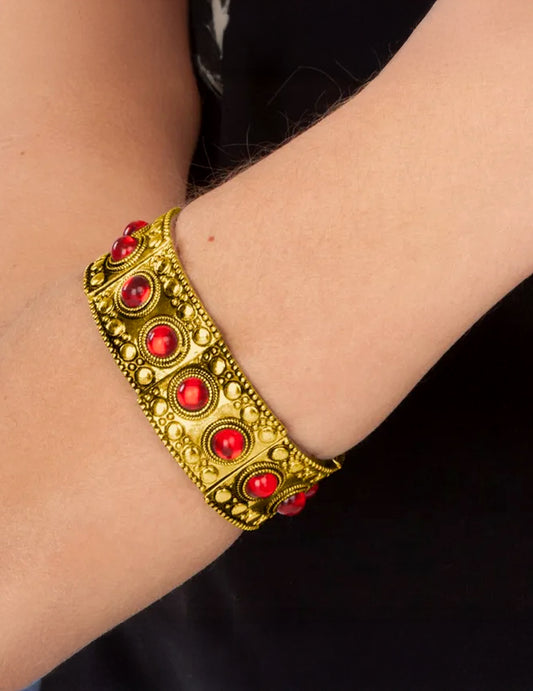 Königlicher-Armschmuck mittelalterliches-Accessoire silberfarben-rot