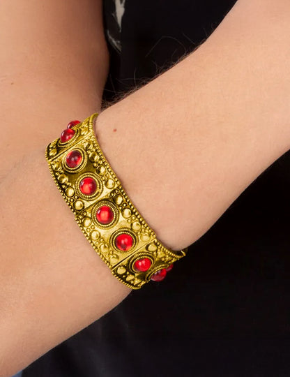 Königlicher-Armschmuck mittelalterliches-Accessoire silberfarben-rot