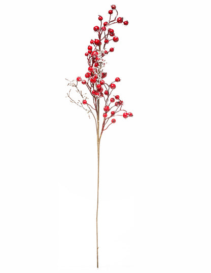 Branche de baies Noël pour décoration rouge avec effet givré