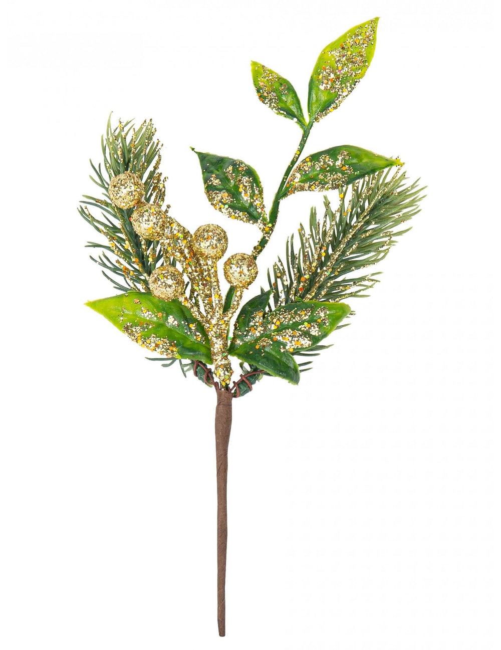 Funkelnder Zweig mit goldenen Beeren und Tannenbaum für Partydekoration
