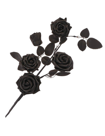 Schwarzer Dekozweig 5 Rosen 71 cm