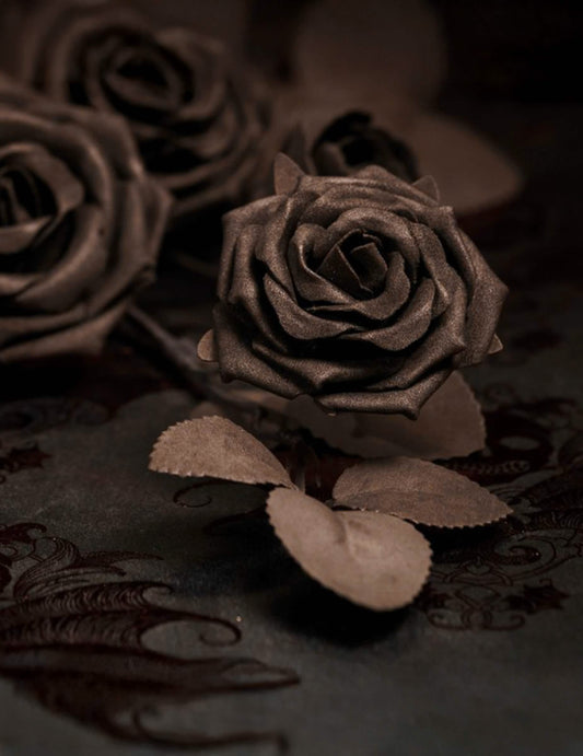 Schwarzer Dekozweig 5 Rosen 71 cm