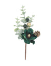 Dekozweig "Elegance" Dunkelgrün & Gold - 18 cm
