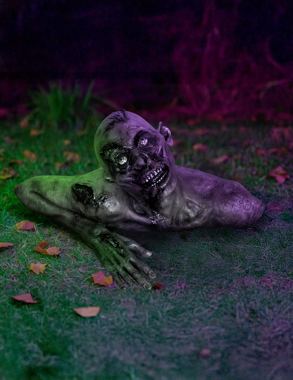 Buste zombie décoratif pour Halloween gris réaliste