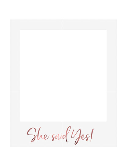 Cadre photo en carton she said yes blanc et rose gold
