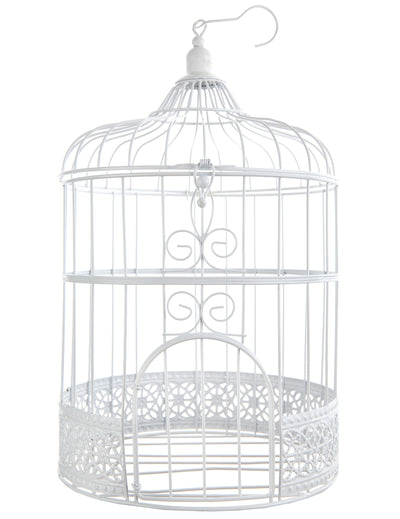Décoration cage à oiseaux en métal à suspendre pour fête blanche