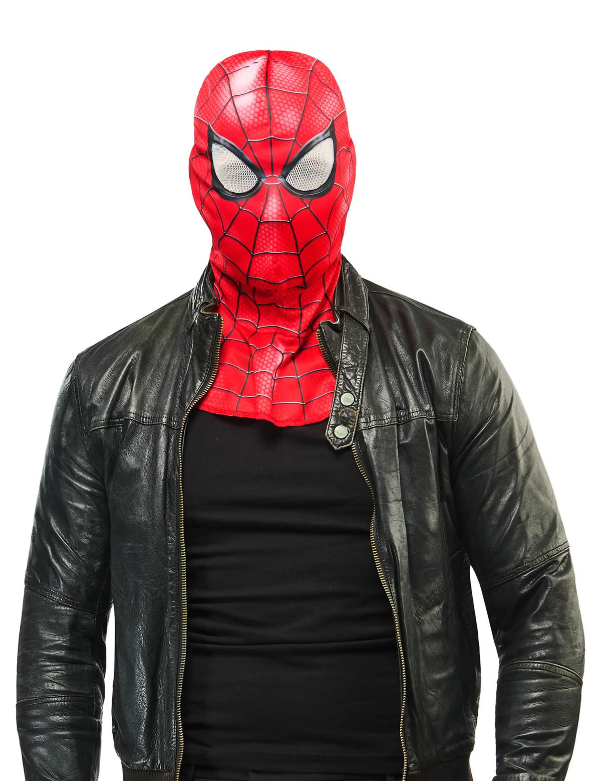 Cagoule Spider-Man™ pour adulte rouge à motifs de toile d'araignée noire