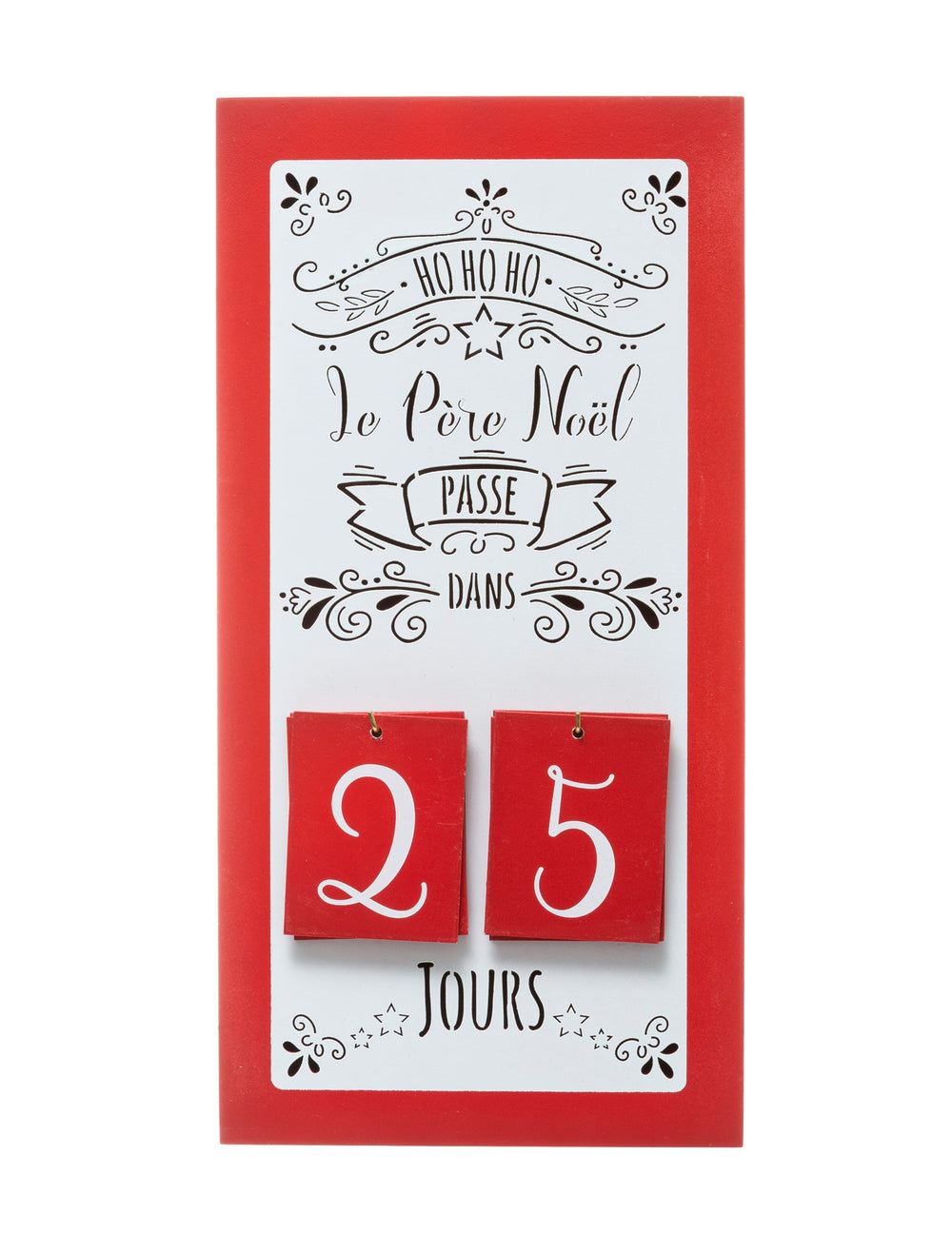 Calendrier de l'avent en bois Père Noël rouge et blanc avec compteur