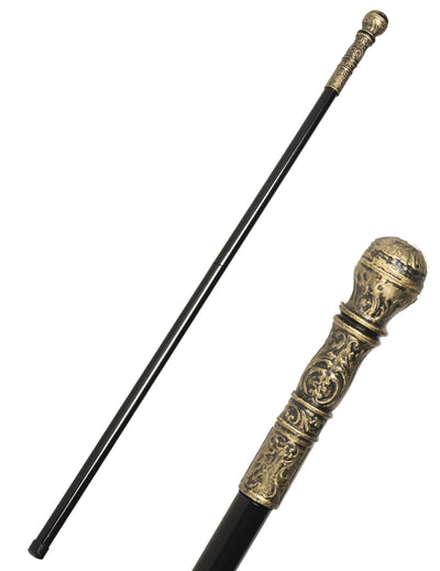 Gehstock Halloween Kostüm-Accessoire schwarz-gold 108 cm