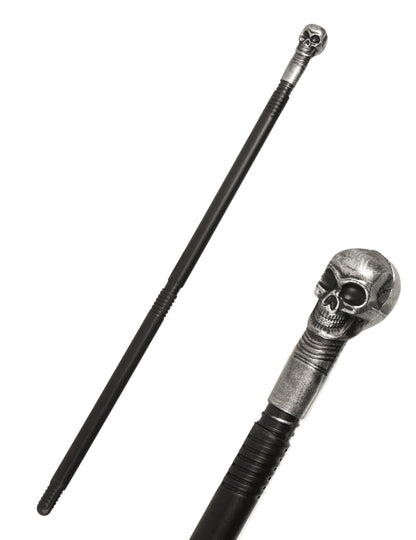 Totenkopf-Zepter Halloween-Zubehör Gehstock schwarz-silber 75 cm