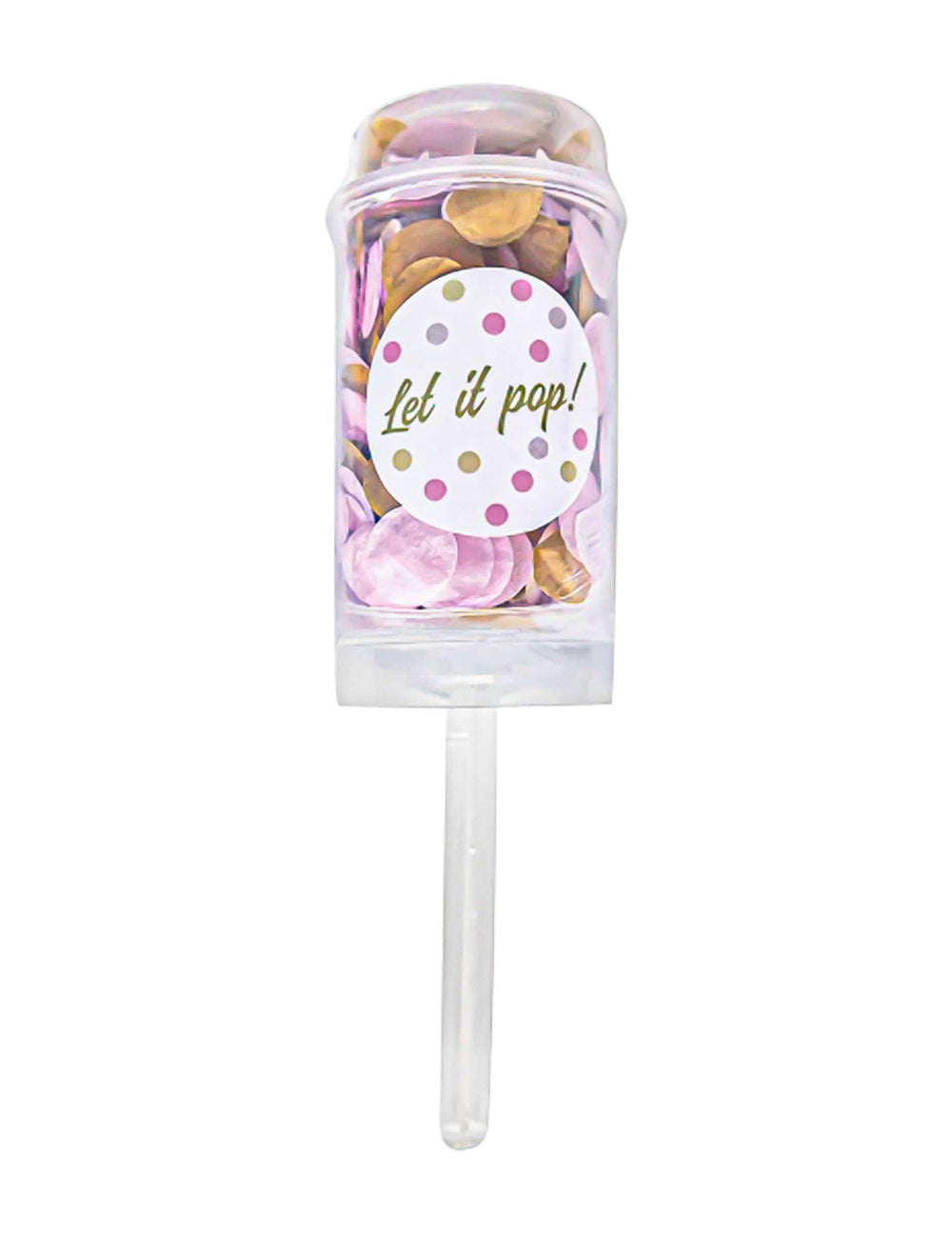 Canon à confettis push pop pour fête rose et doré