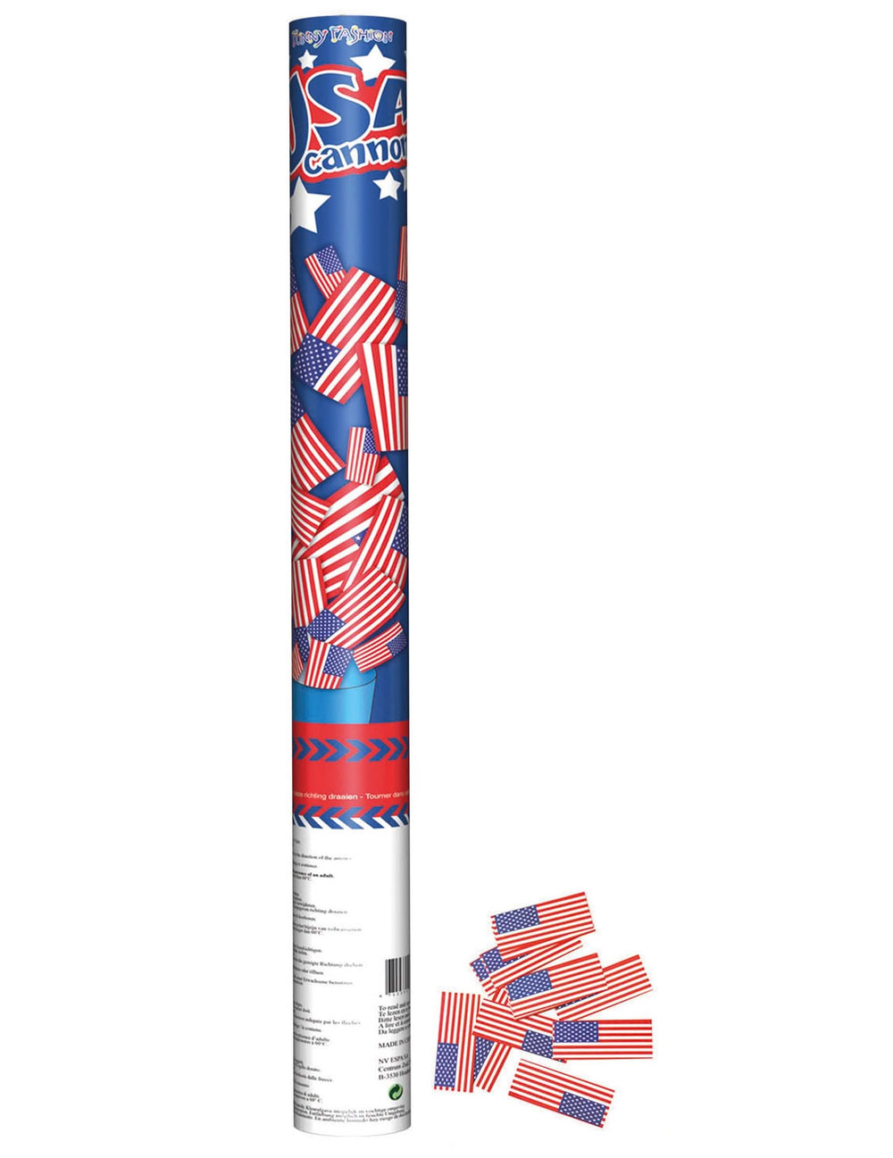 Konfetti-Kanone USA-Flagge für Party Blau Weiß Rot