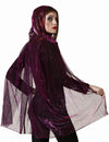 Cape à capuche toile d'araignée pour adulte violette brillante