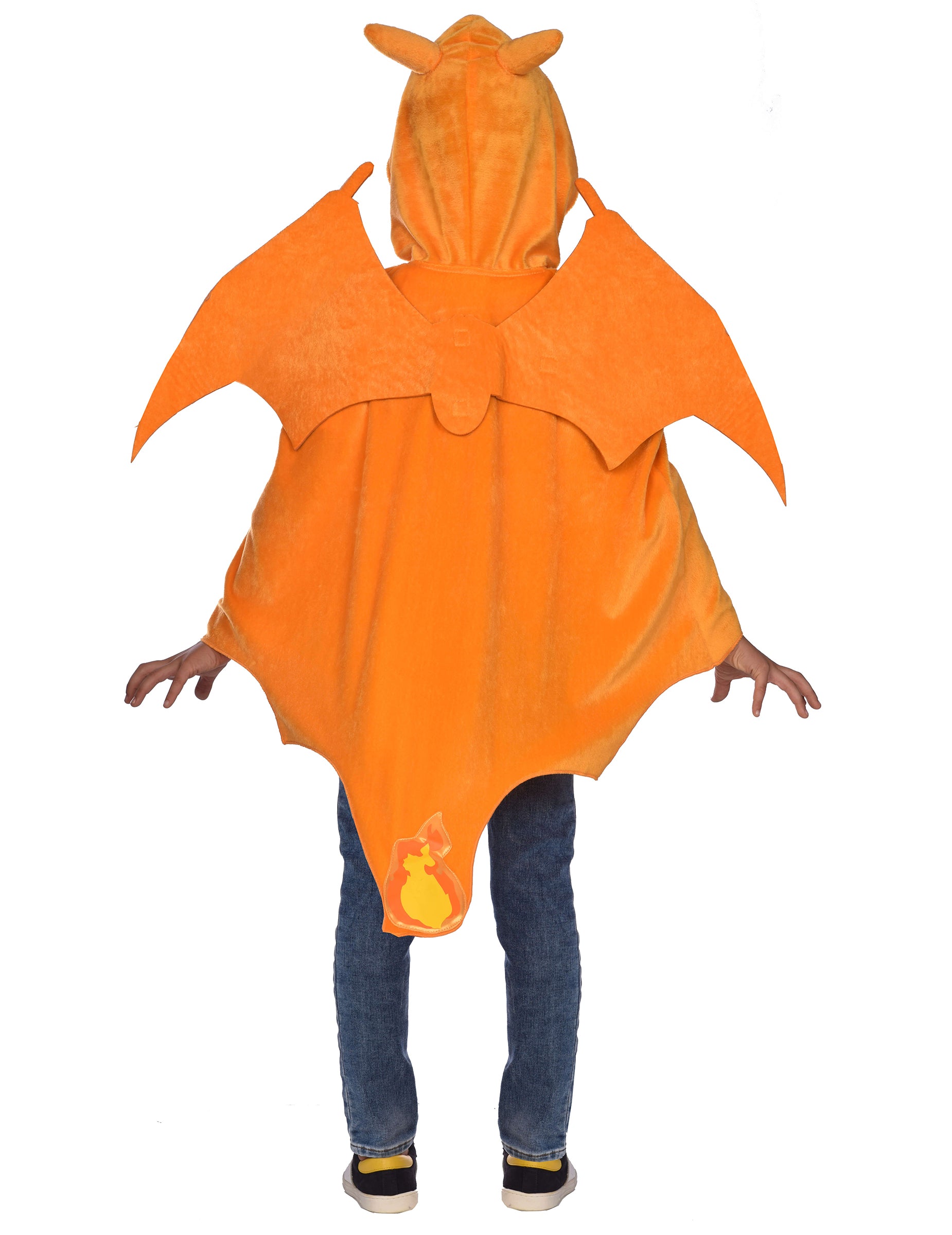Vue de dos de la cape Dracaufeu Pokemon pour enfant