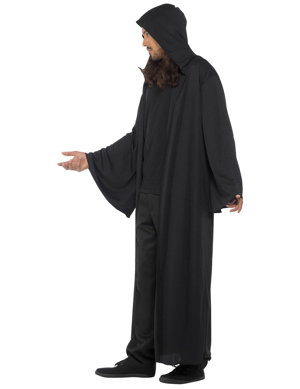 Seitenansicht des langen Halloween-Kapuzenumhangs