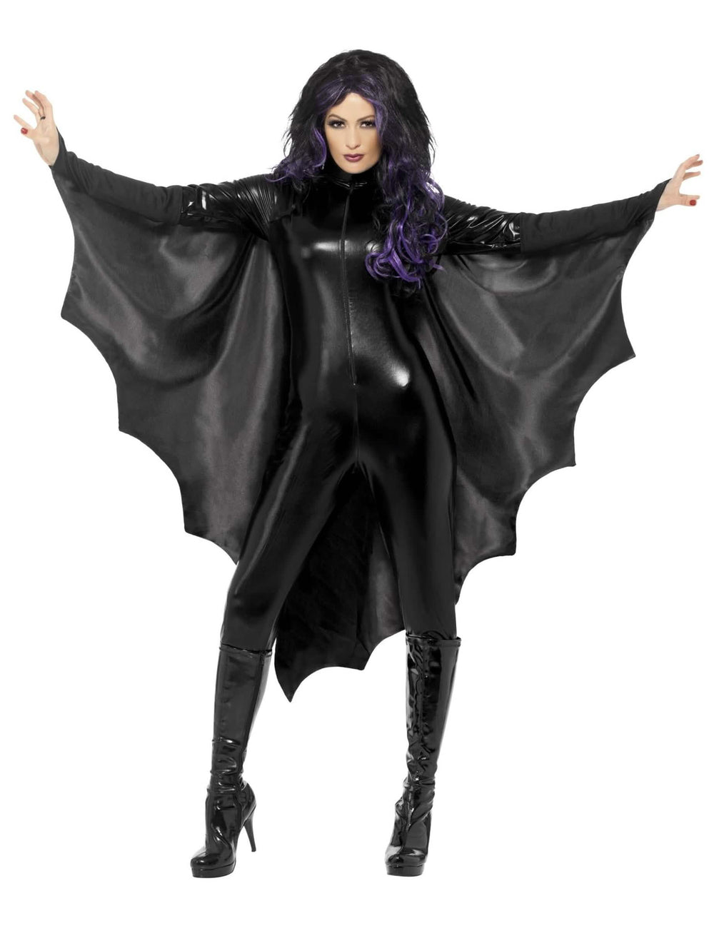 Cape de chauve-souris pour femme noire avec grandes ailes