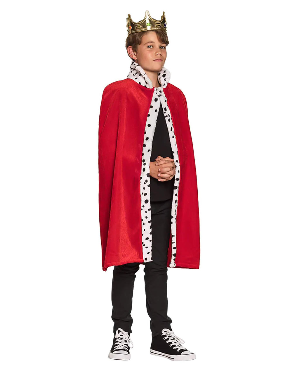 Cape de roi pour enfant rouge avec bordure imitation hermine