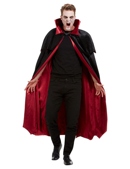 Cape de vampire luxe en velours pour adulte noir et rouge