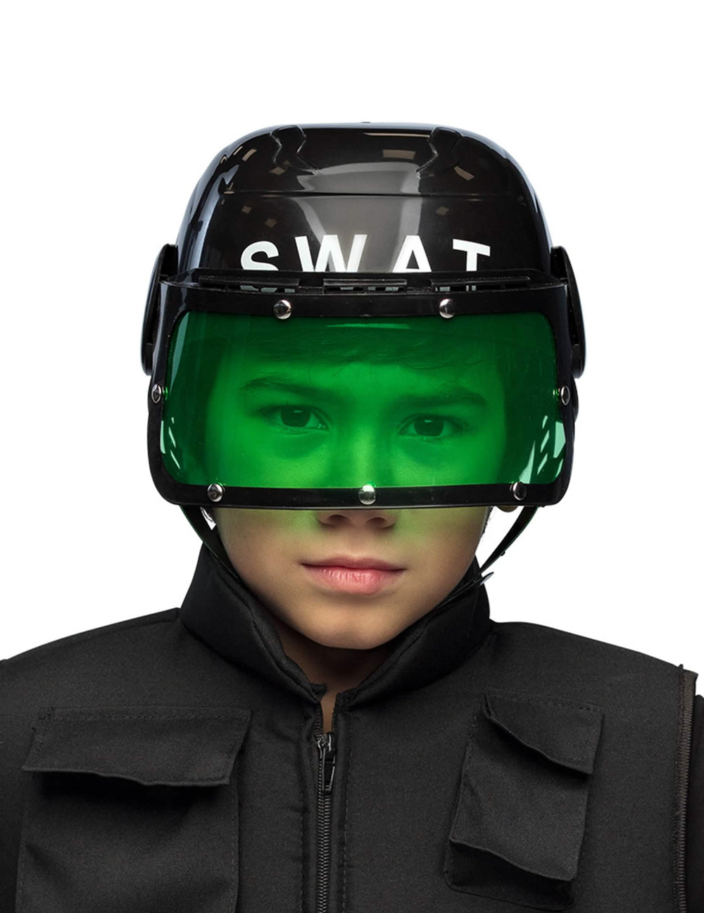 SWAT-Helm für Kinder Schwarz mit grüner Visiere