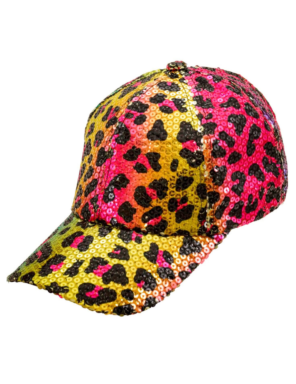 Vue de profil de la casquette à sequins léopard pour adulte
