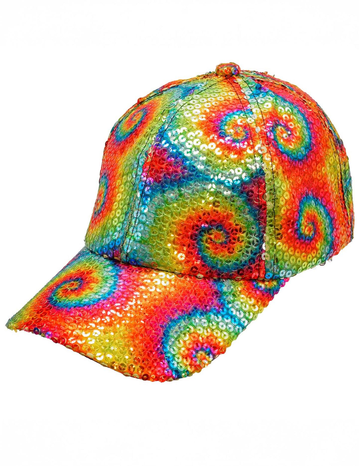 Vue de profil de la casquette à sequins tie and dye