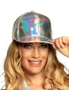 Casquette argentée iridescente pour adulte avec reflets holographiques
