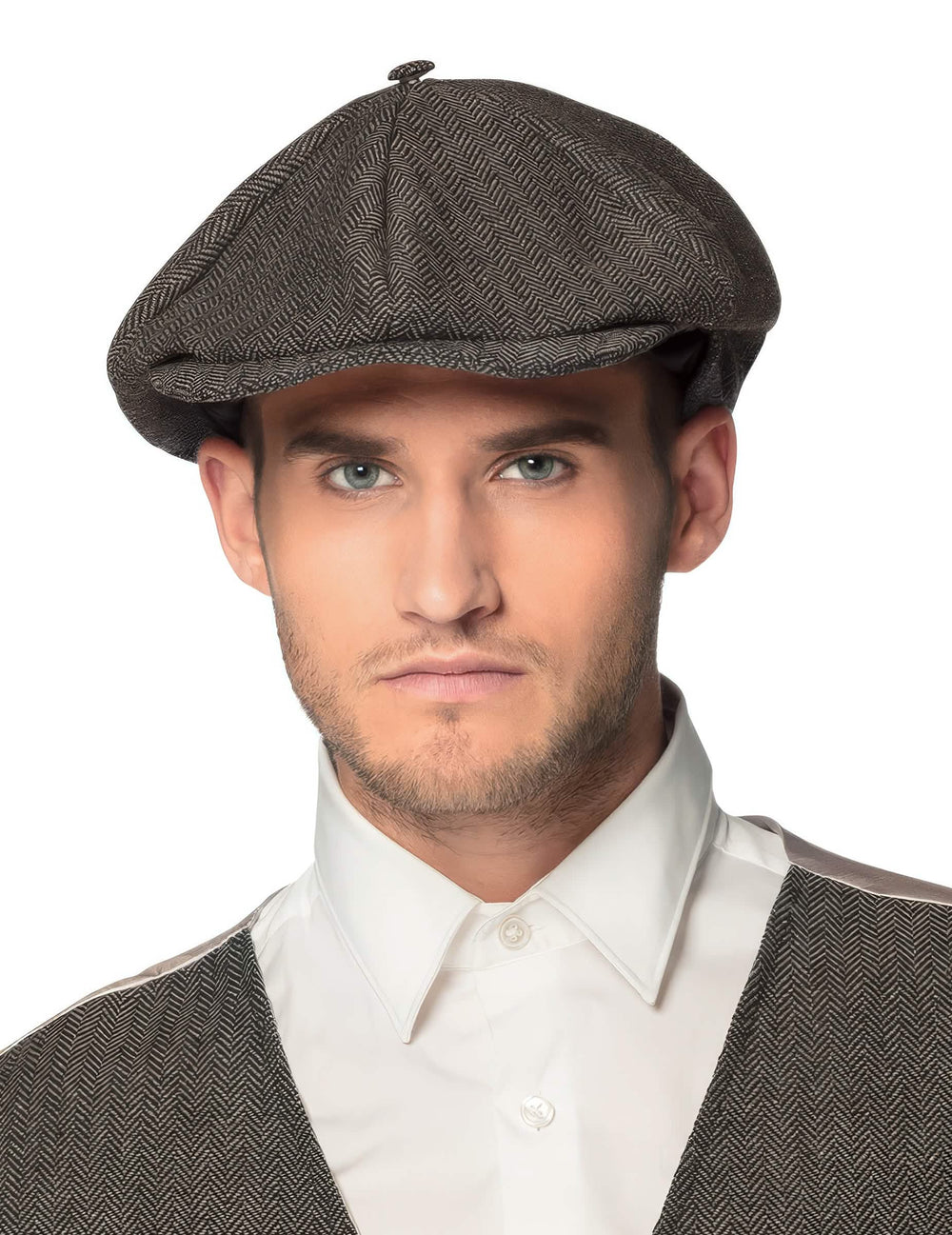 Casquette de détective pour adulte grise à chevrons