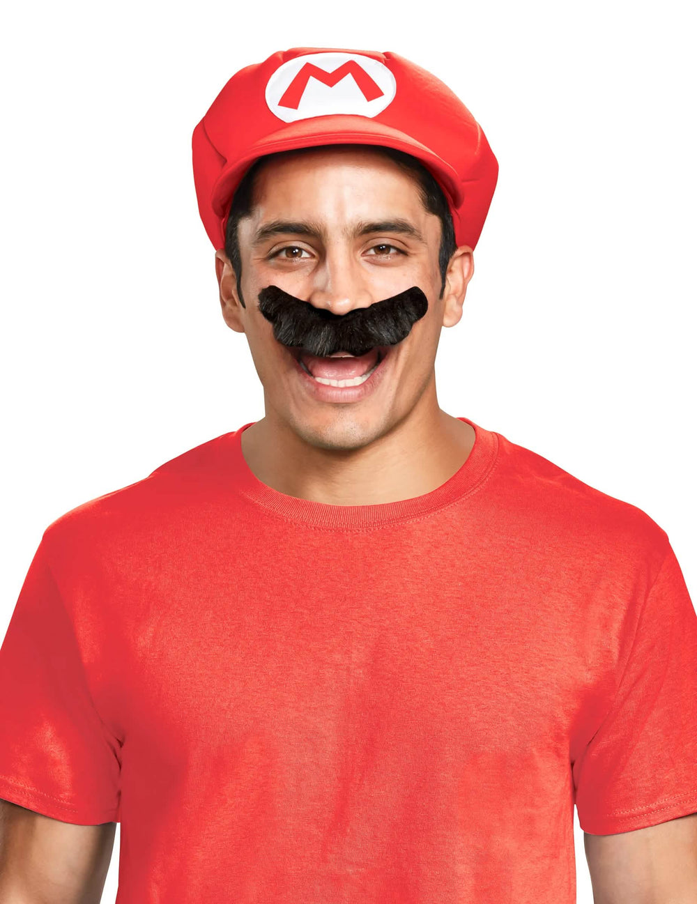 Mario-Kappe und Schnurrbart für Erwachsene Rot und Schwarz