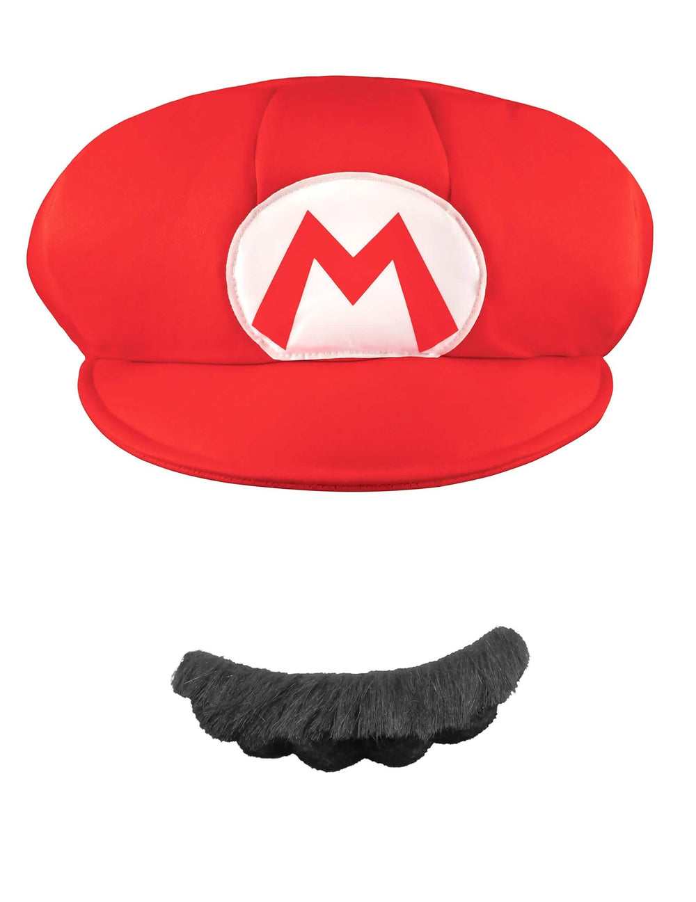 Vorderansicht der Mario-Kappe und des Schnurrbarts