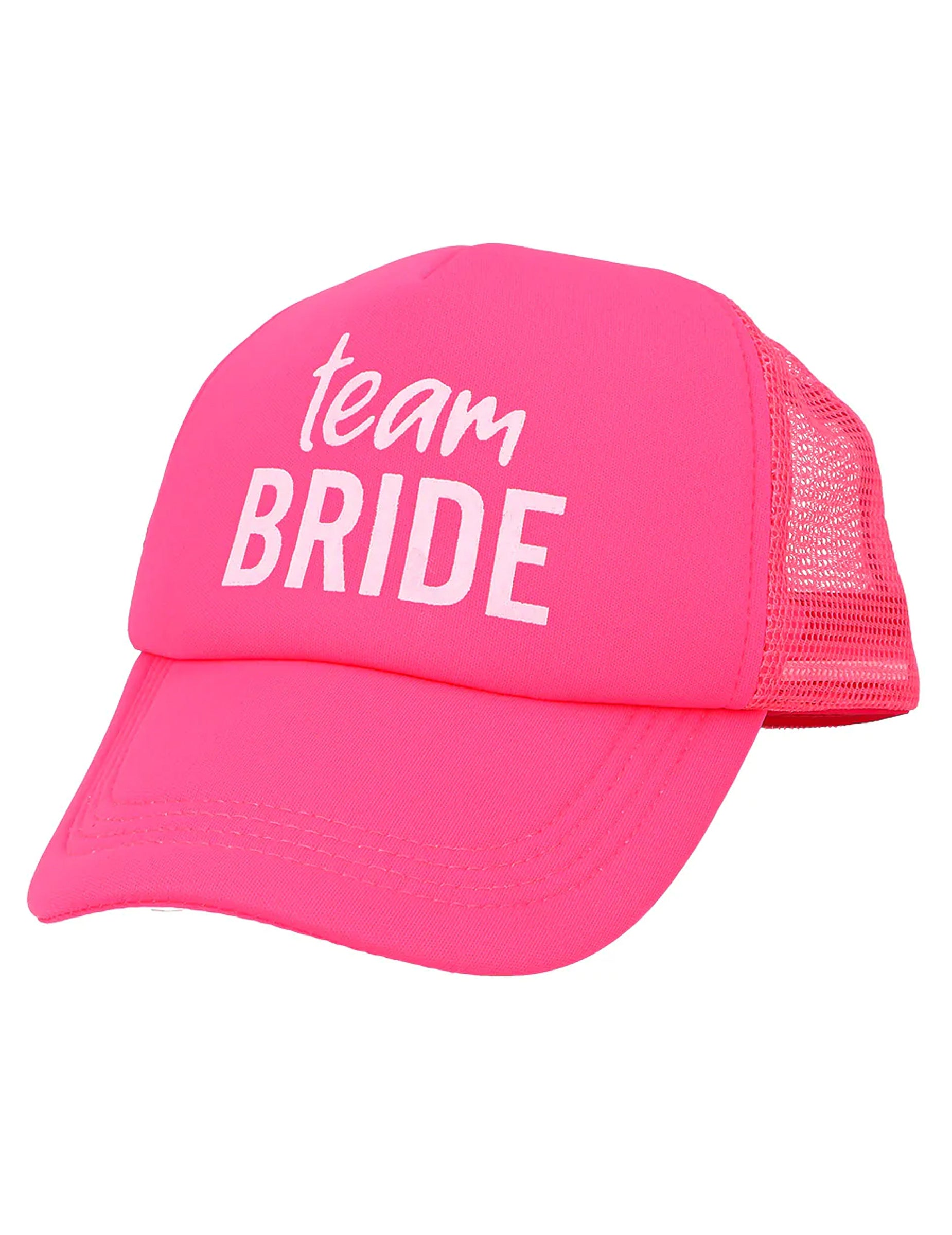 Vue de profil de la casquette Team bride pour adulte rose