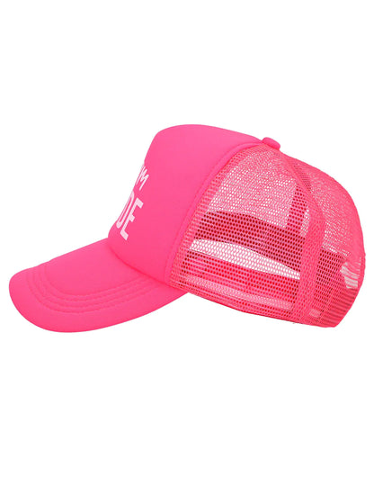 Vue de profil de la casquette Team bride rose
