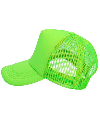 Vue de profil du filet de la casquette vert fluo