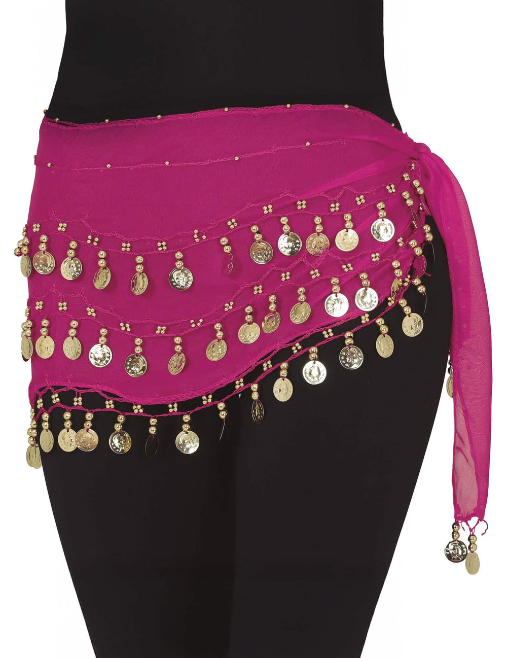 Ceinture orientale pour femme rose avec piécettes dorées