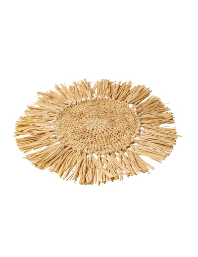 Bali Raffia Tischaufsatz rund 36 cm mit Fransen