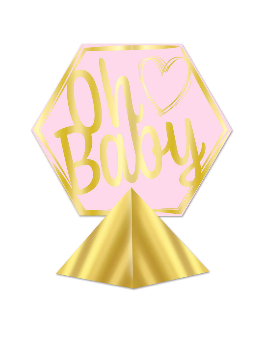 Centre de table Oh Baby pour baby shower rose et doré