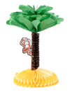 Centre de table en papier palmier Hawaï avec singe vert marron et jaune